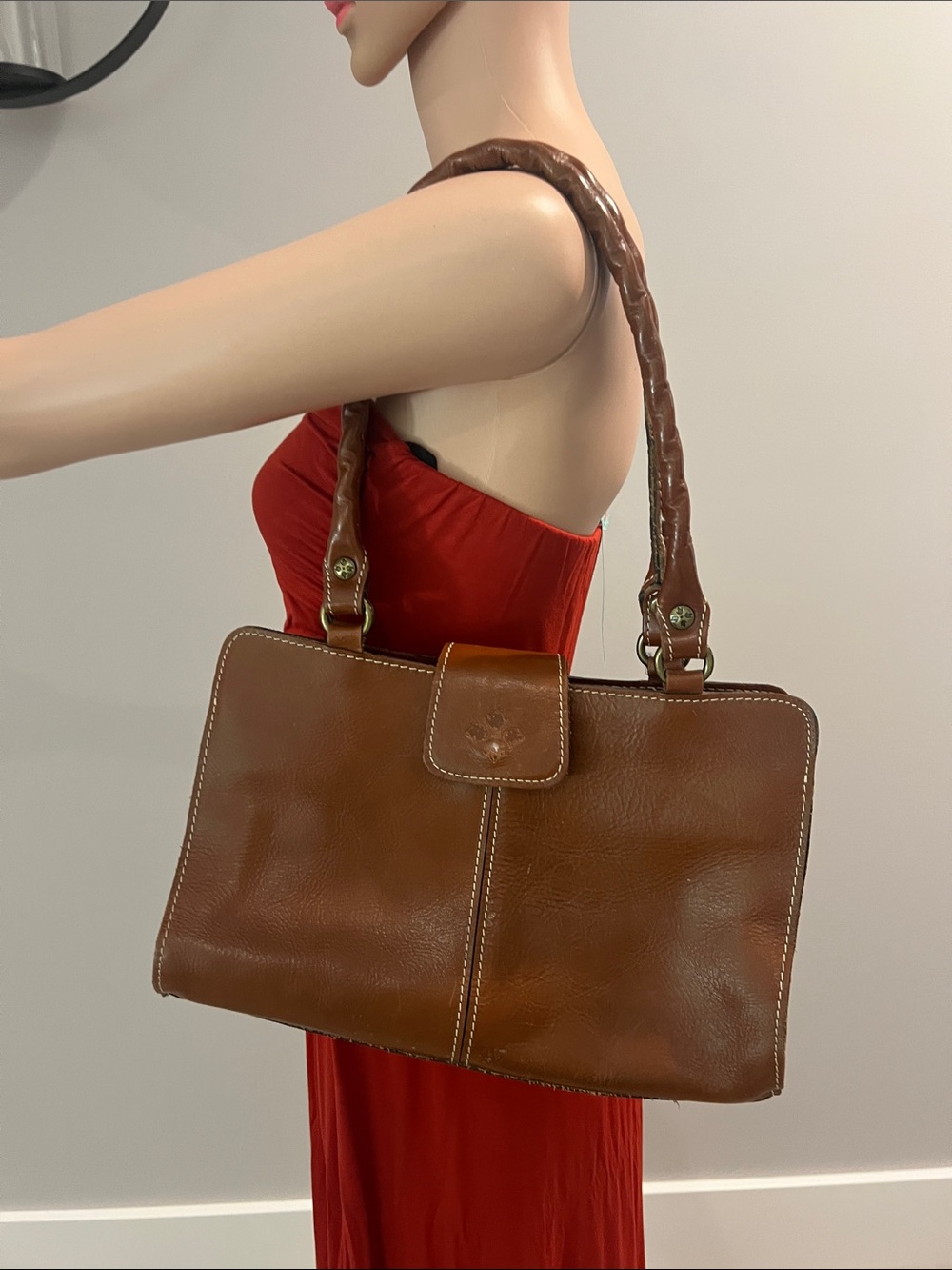 Patricia Nash Cognac Brown Leather Shoulder Bag